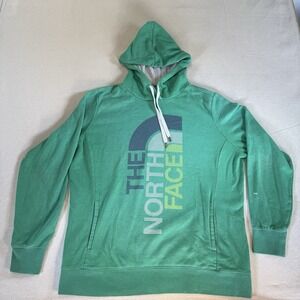 The North Face Hoodie Women's XL Green Logo Pullover Sweatshirt Hooded Outdoor